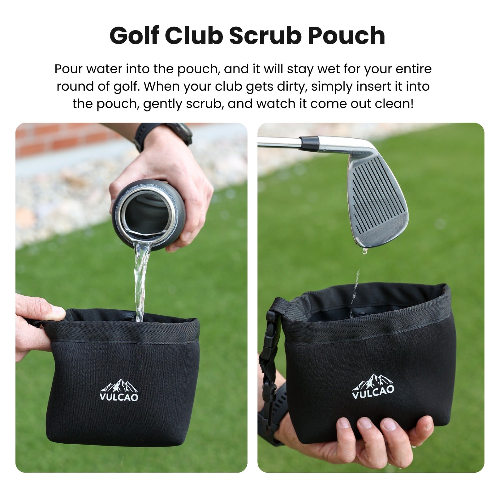 Premium Golf Club Cleaning Waterproof Pouch & Brush Set
